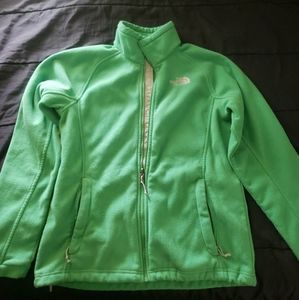 north face womens fleece zip up green